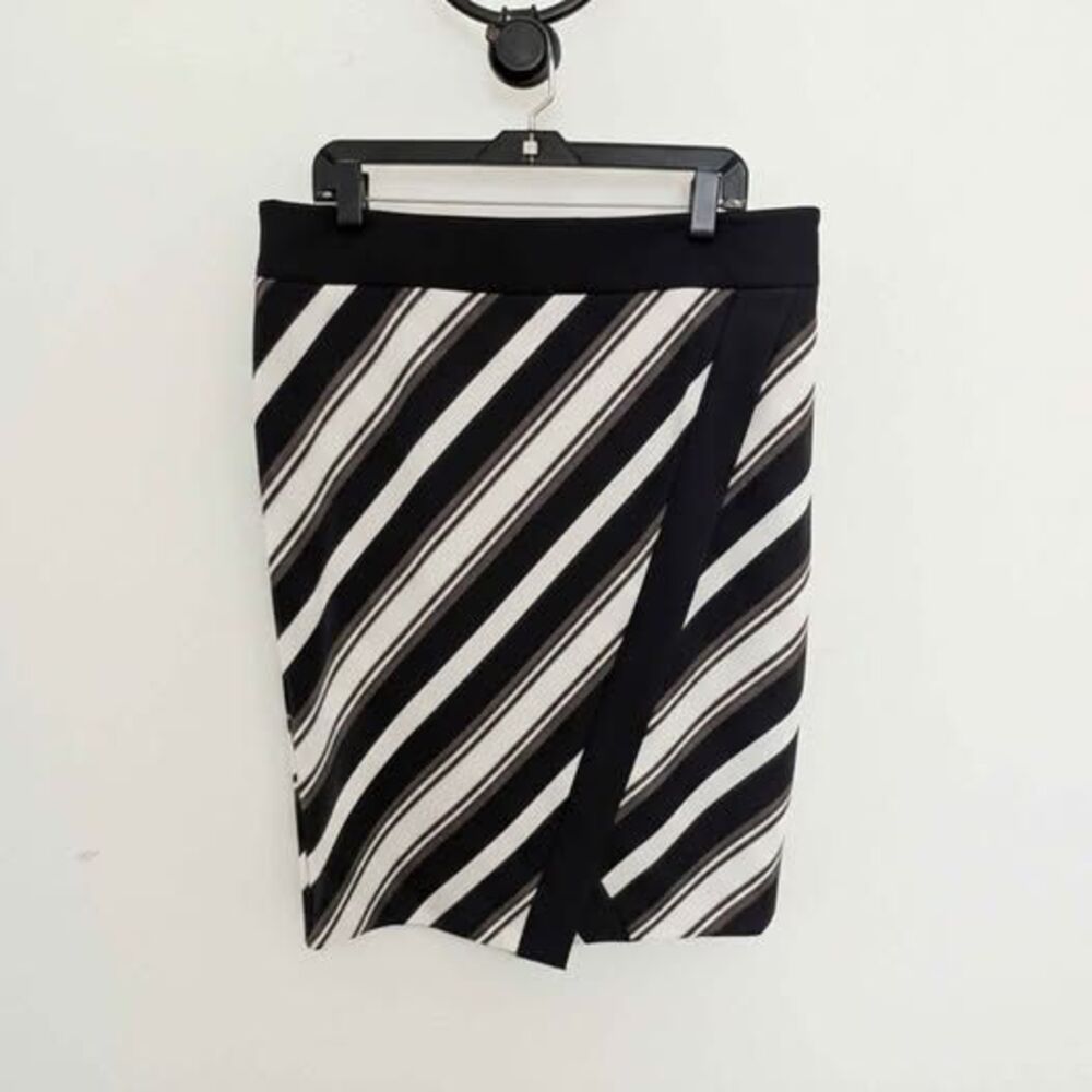 ​Worthington Black White Striped Faux Wrap Pencil Skirt 16P